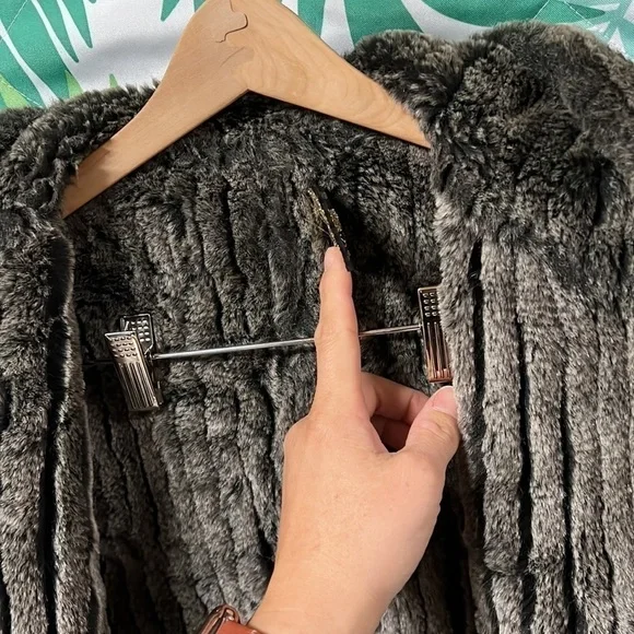 Donna Salyers' Fabulous-Furs Faux Suede & Faux Fur Trimmed Hooded - Picture 7 of 12